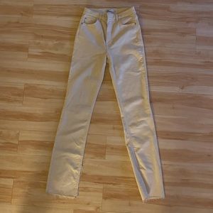 ZARA Khaki Stretch Denim Slit Hem Jeans Size 6